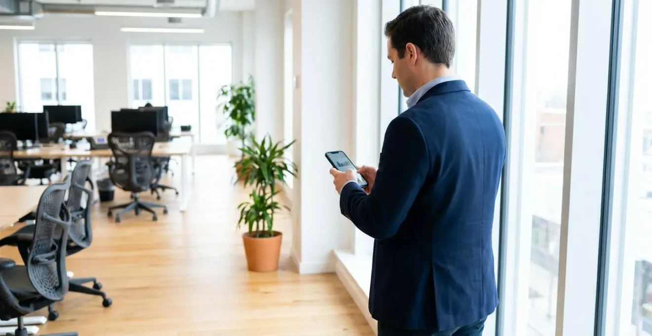Sales professional reviewing real-time commission performance data on mobile phone